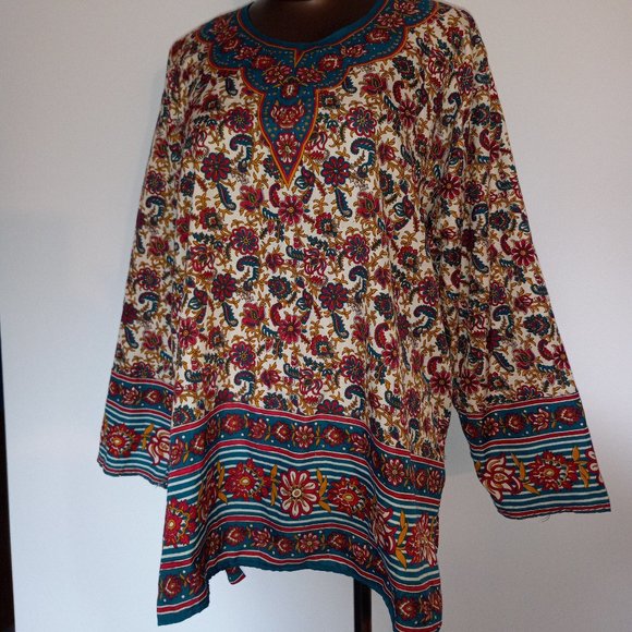 Printed Tunic top, Made in India, Rayon - Picture 1 of 7